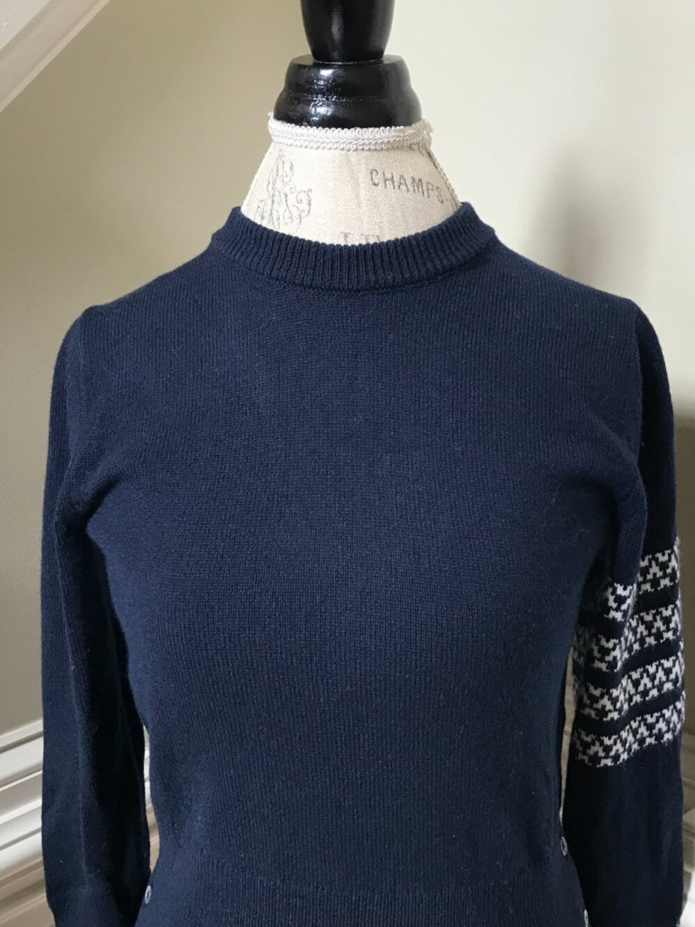 Thom Browne Hector Jumper Sweater Womens 40 Small Navy Blue Crew Neck Wool Dog - Picture 6 of 14